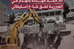50 محلًا مهددة بالهدم في العيزرية لشق شارع استيطاني