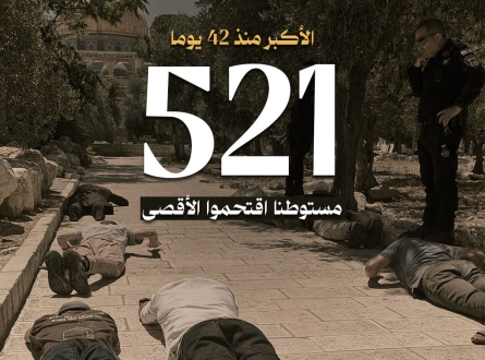 العدد الأكبر منذ 42 يوما.. 521 مستوطنا اقتحموا الأقصى