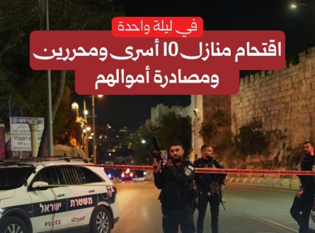 في ليلة واحدة.. اقتحام منازل 10 أسرى ومحررين في القدس