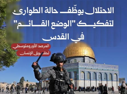 الاحتلال يوظّف حالة الطوارئ لتفكيك "الوضع القائم" في القدس